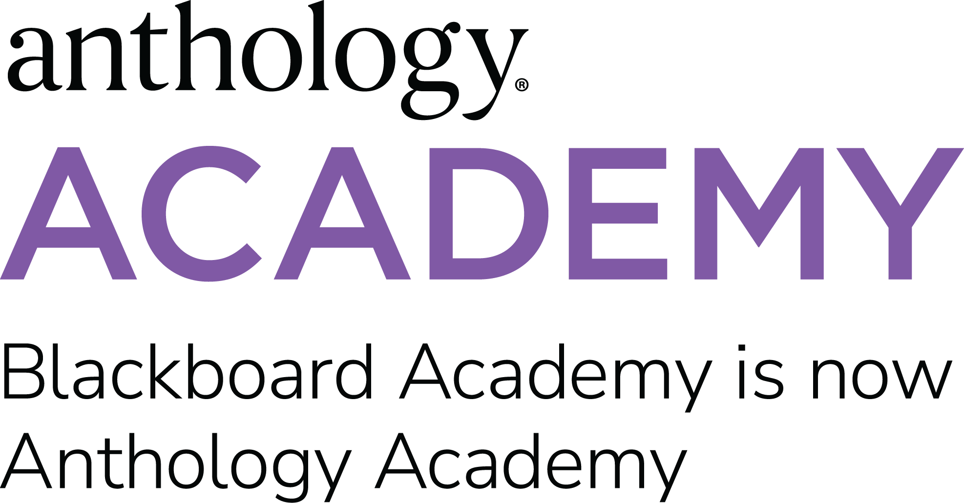 Anthology Academy logo with subtext, Blackboard Academy is now Anthology Academy
