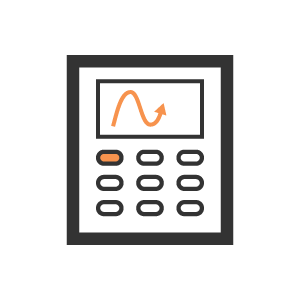 Icon illustration representing a commercial graphic calculator