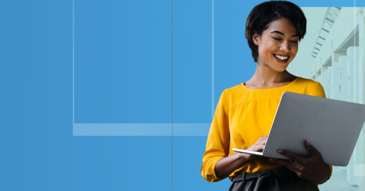 Woman working on a laptop computer