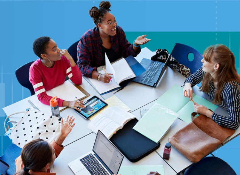 Group working at a desk