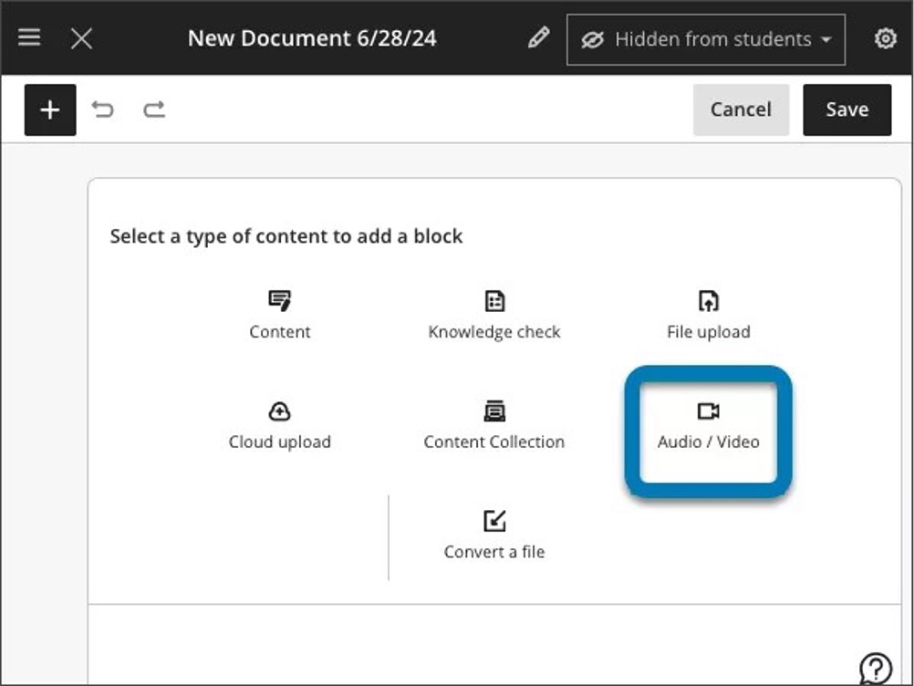 New Audio/Video block in an enhanced Document 