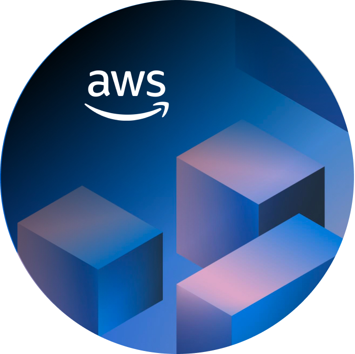 AWS Logo over illustrative graphic