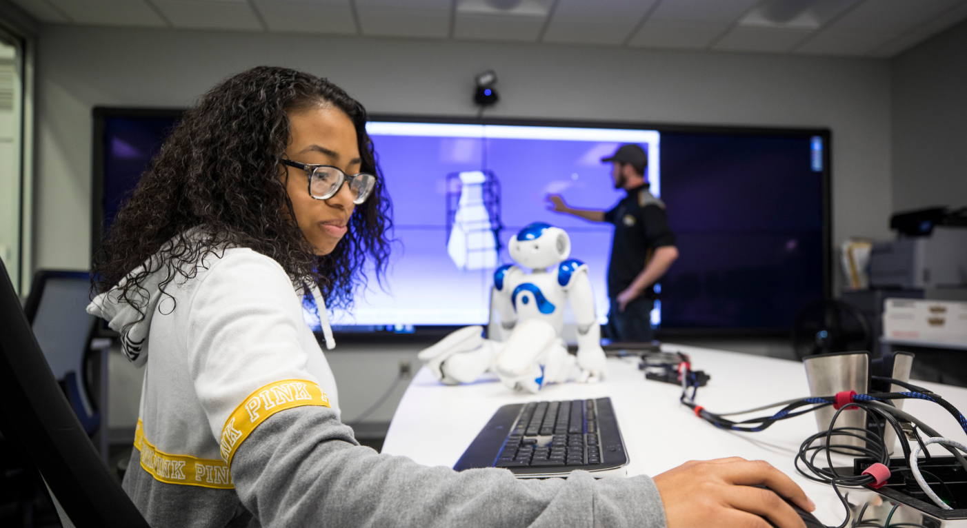 Student working on a computer