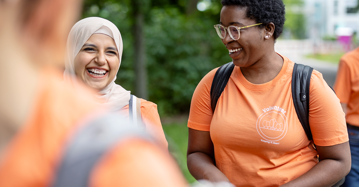 Volunteers smiling together