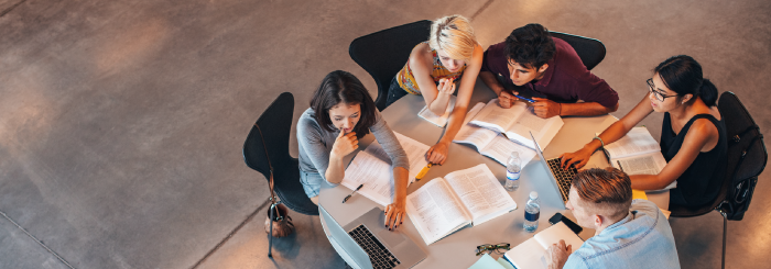 A group of students studying