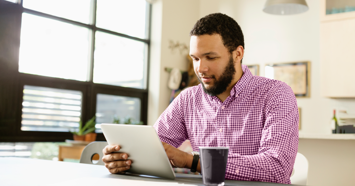 Man working on a tablet