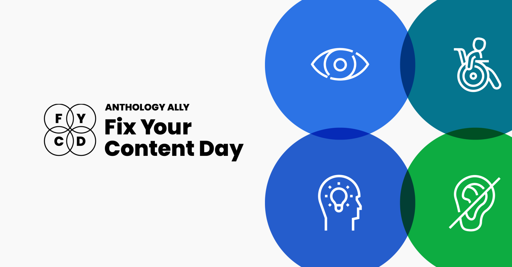 Fix Your Content Day logo and accessibility icons on a white background.