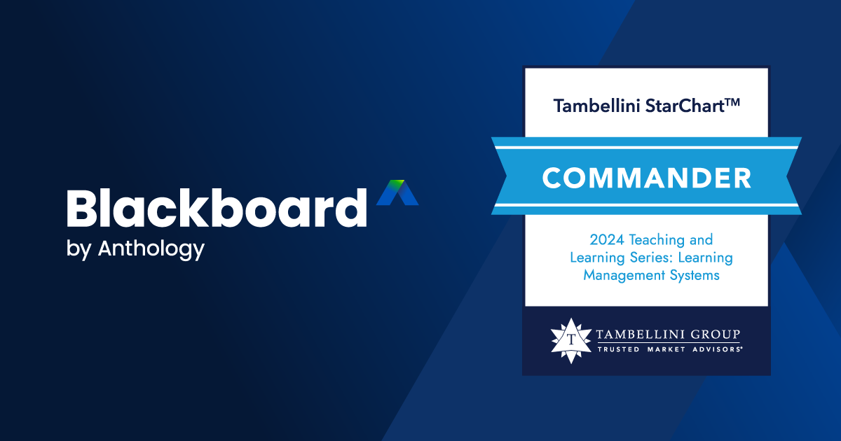 Blue background with "Blackboard by Anthology" and a badge for Tambellini StarChart™ Commander 2024.