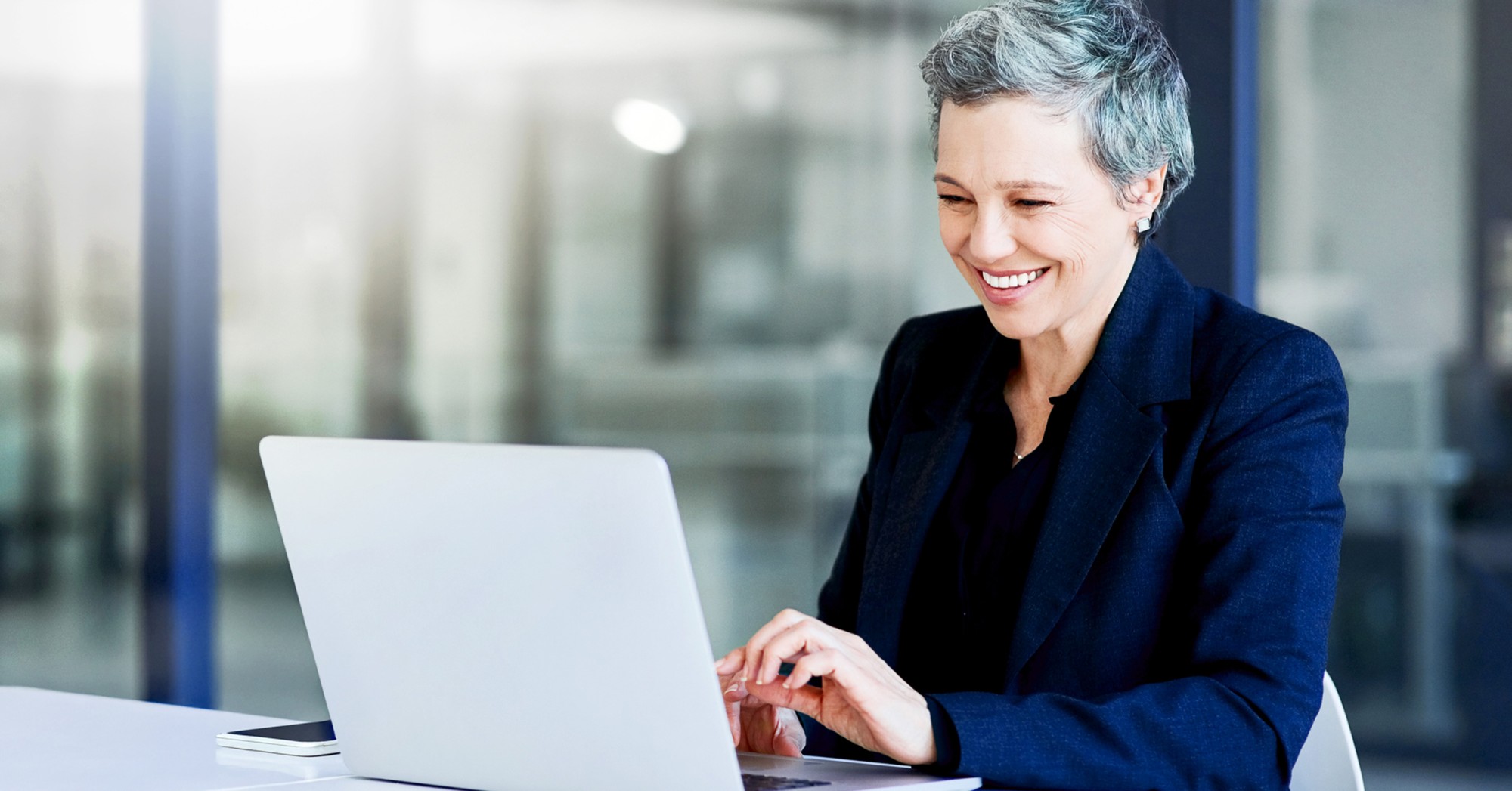 A woman working on a computer